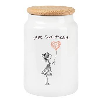 Little Sweetheart – Sweet Heart Balloon Motif - Cookie Jar with Wooden Lid - white - Front