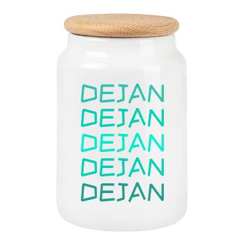 Junge Dejan - Keksdose mit Holzdeckel - Weiß - Vorne