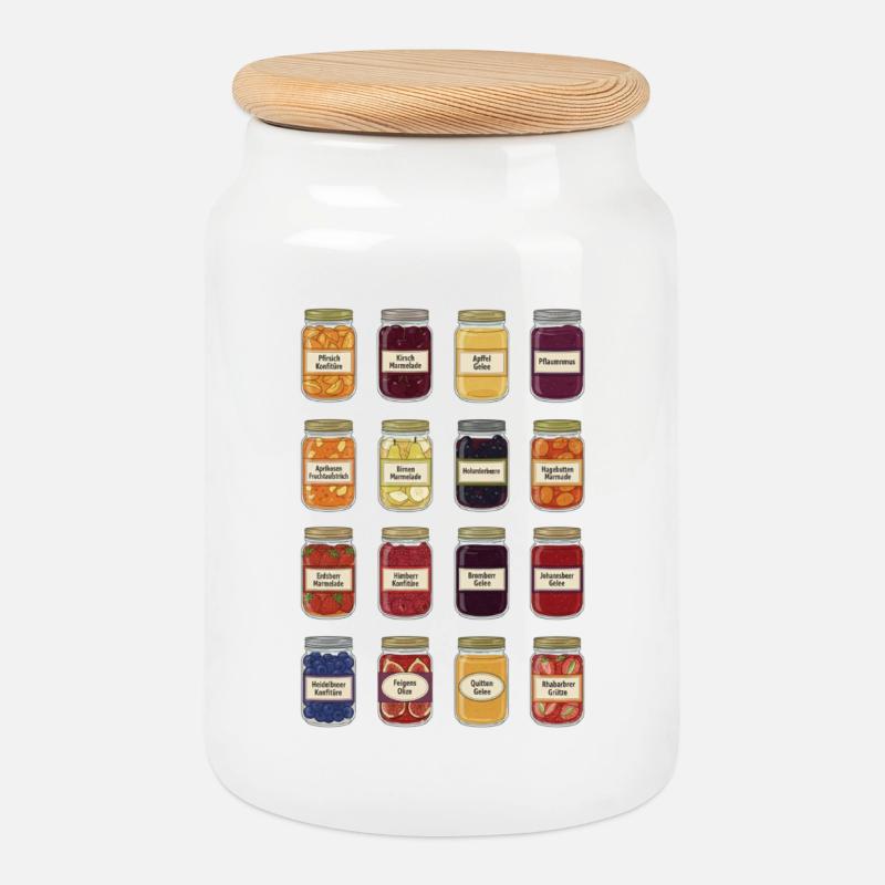 Marmelade Im Glas - Keksdose mit Holzdeckel - Weiß