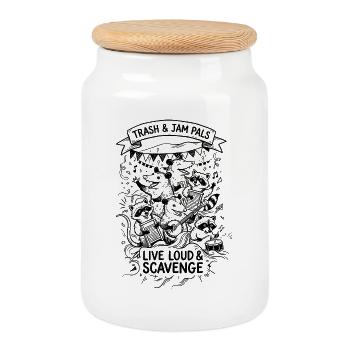 Trash and Jam Pals - Cookie Jar with Wooden Lid - white - Front