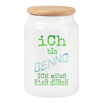 Benno comme prénom - Boîte à biscuits avec couvercle en bois - blanc - Devant