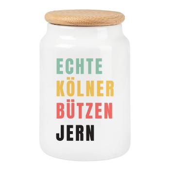 Echte Kölner bützen jern Karneval - Boîte à biscuits avec couvercle en bois - blanc - Devant