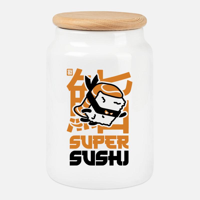 Super Sushi Ninja - Keksdose mit Holzdeckel - Weiß