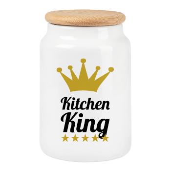 Le Roi de la cuisine - Boîte à biscuits avec couvercle en bois - blanc - Devant