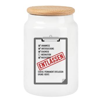 Entlassung Pflege Satire - Keksdose mit Holzdeckel - Weiß - Vorne