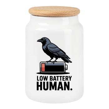 Raven à batterie faible - Boîte à biscuits avec couvercle en bois - blanc - Devant