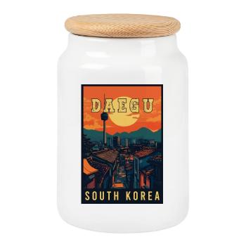 Découvrez le Daegu vibrant en Corée du Sud - Art de voyage - Boîte à biscuits avec couvercle en bois - blanc - Devant