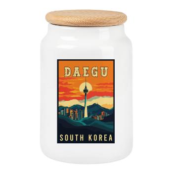 Erleben Sie lebendige Daegu in Südkorea - Keksdose mit Holzdeckel - Weiß - Vorne