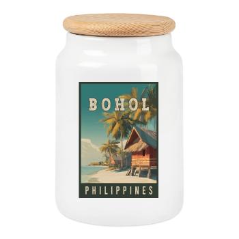 Explore Tropical Island of Bohol in Philippines - Cookie Jar with Wooden Lid - white - Front
