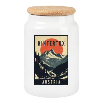 Erleben Sie das Alpendorf Hintertux in Österreich - Keksdose mit Holzdeckel - Weiß - Vorne