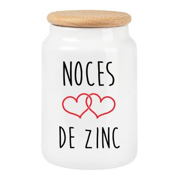 Zinc Wedding 76 Years - Cookie Jar with Wooden Lid - white - Front