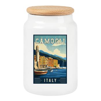 Entdecken Sie Charming Camogli in Italien - Keksdose mit Holzdeckel - Weiß - Vorne