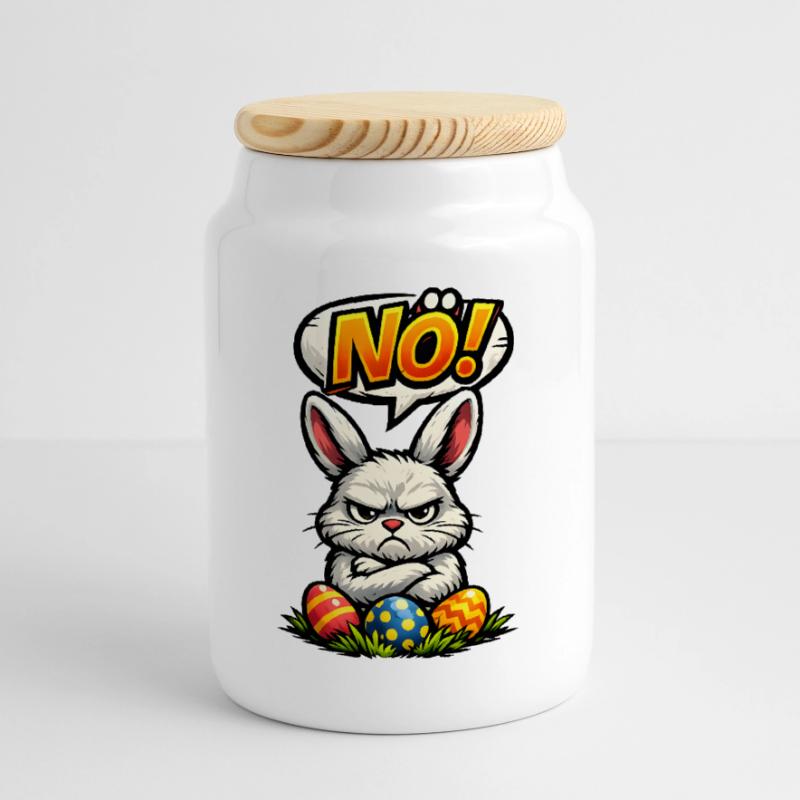 Lower Austrian Bunny Easter Gift Cookie Jar with Wooden Lid