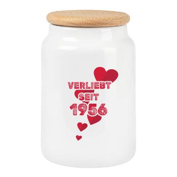 1956 - Keksdose mit Holzdeckel - Weiß - Vorne