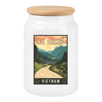 Découvrez les paysages de Ha Giang au Vietnam - Boîte à biscuits avec couvercle en bois - blanc - Devant