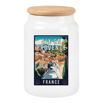 Experience Charming Aix-en-Provence in France - Cookie Jar with Wooden Lid - white - Front