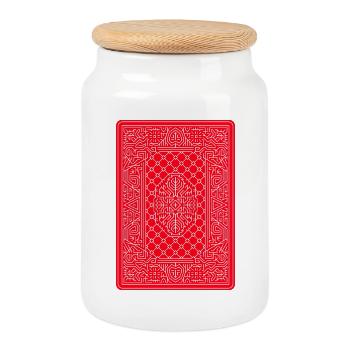 Geometric Playing Card Vector Art Red - Cookie Jar with Wooden Lid - white - Front