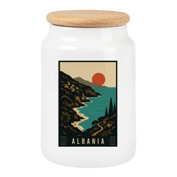 Entdecken Sie Strände, Berge und die Geschichte Albaniens - Keksdose mit Holzdeckel - Weiß - Vorne