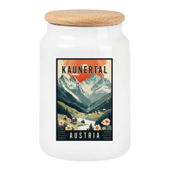 Experience Glacial Valley of Kaunertal in Austria - Cookie Jar with Wooden Lid - white - Front