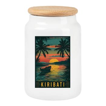 Erleben Sie das tropische Inselparadies Kiribati - Keksdose mit Holzdeckel - Weiß - Vorne