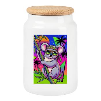 Koala - Boîte à biscuits avec couvercle en bois - blanc - Devant