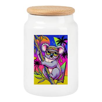 Koala - Cookie Jar with Wooden Lid - white - Front