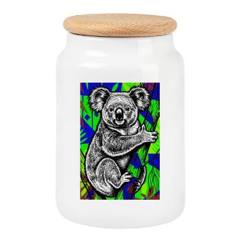 Koala - Cookie Jar with Wooden Lid - white - Front
