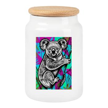 Koala - Cookie Jar with Wooden Lid - white - Front