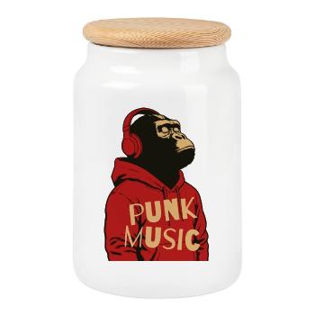 Gorilla Punk Music Hoodie Tee - Cookie Jar with Wooden Lid - white - Front