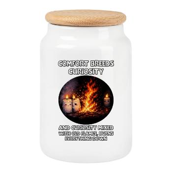 La curiosité brûle tout - Boîte à biscuits avec couvercle en bois - blanc - Devant