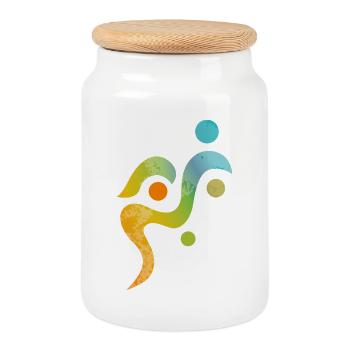 Yoga design_27 - Cookie Jar with Wooden Lid - white - Front