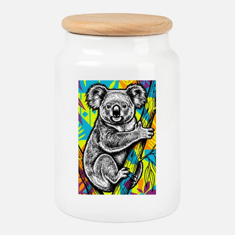 Koala - Keksdose mit Holzdeckel - Weiß