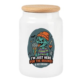 Zombie liebt Gehirn und Eis Humor - Cookie Jar with Wooden Lid - white - Front