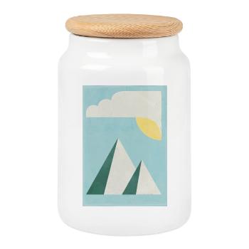 Mountains - Cookie Jar with Wooden Lid - white - Front