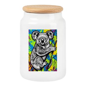 Koala - Boîte à biscuits avec couvercle en bois - blanc - Devant