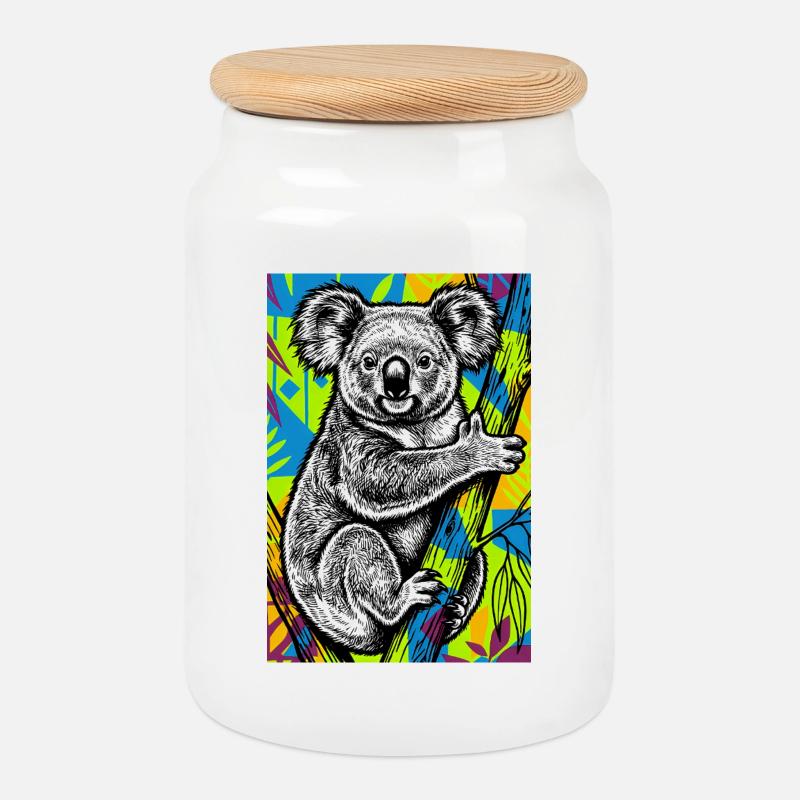 Koala - Keksdose mit Holzdeckel - Weiß