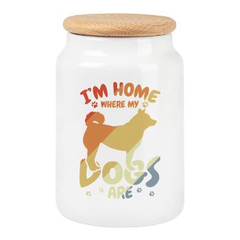 I'm at home where my dogs are - Cookie Jar with Wooden Lid - white - Front