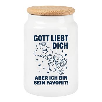 Gott liebt dich Favorit Engel Humor - Keksdose mit Holzdeckel - Weiß - Vorne