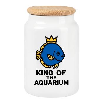 Le Roi de l'Aquarium Poisson Discus Couronné - Boîte à biscuits avec couvercle en bois - blanc - Devant
