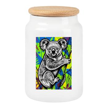 Koala - Boîte à biscuits avec couvercle en bois - blanc - Devant