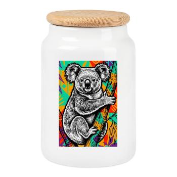 Koala - Boîte à biscuits avec couvercle en bois - blanc - Devant