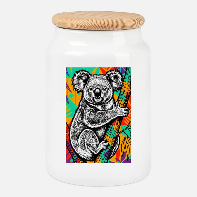 Koala - Keksdose mit Holzdeckel - Weiß