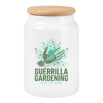 Guerrilla Gardening - Cookie Jar with Wooden Lid - white - Front