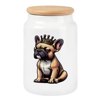 Bouledogue français Frenchie Propriétaire de Frenchie - Boîte à biscuits avec couvercle en bois - blanc - Devant