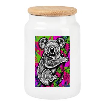 Koala - Boîte à biscuits avec couvercle en bois - blanc - Devant