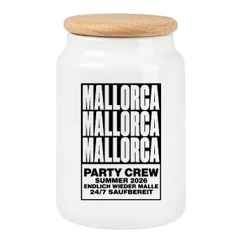 Mallorca 2026 Party Crew Summer 2026 - Keksdose mit Holzdeckel - Weiß - Vorne