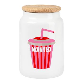 Milkshake wanted - Cookie Jar with Wooden Lid - white - Front