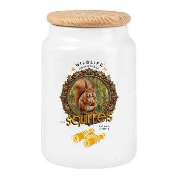 Jumelles Écureuil Aventure Animaux sauvages - Boîte à biscuits avec couvercle en bois - blanc - Devant