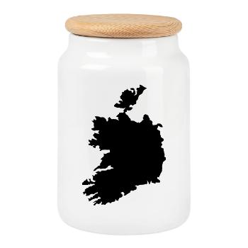 Ireland - Cookie Jar with Wooden Lid - white - Front