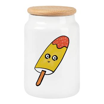 Kawaii  Eis Eiskrem Kinder lustig - Cookie Jar with Wooden Lid - white - Front